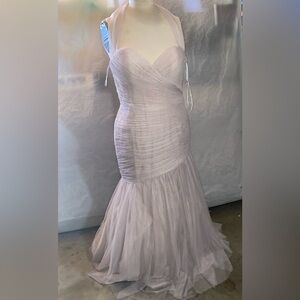 Wtoo Size 14 Light Lavender Ruched Tulle Mermaid Gown